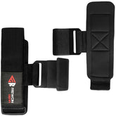 Rewon Gear weight lifting wrist hook straps for enhanced grip, ideal for deadlifts, rowing, fitness, and boxing training at home.